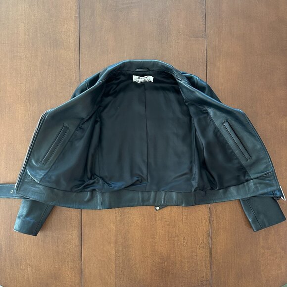 PRISTINE Acne Studios Black Moto Biker Leather Jacket (Size 34 / US 2) - Picture 7 of 7